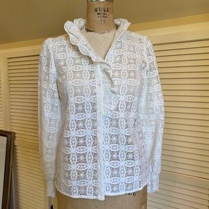 Sezane Chlo Blouse Top in Ecru Guipure Lace 32 0